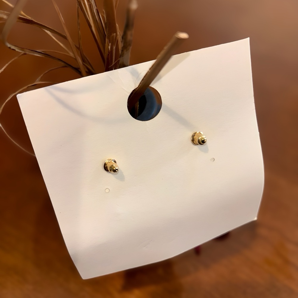Red Petal Gold Tone Stud Dangler Earrings. NWT. - Picture 2 of 3